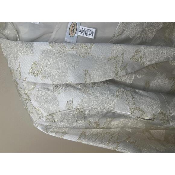 Talbots Dress and Matching Cropped Jacket Set Size 16 Ivory Gold Floral Brocade - Picture 5 of 13